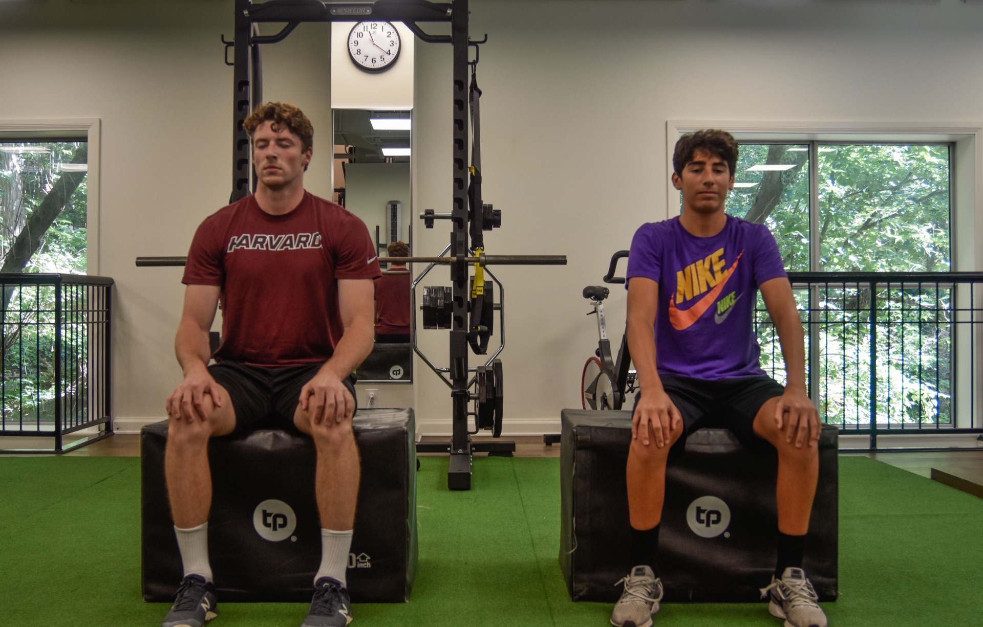 Rapid Hockey athletes between sets during a gym workout