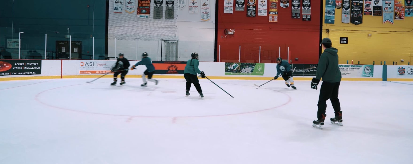 On-ice instruction during a Rapid Hockey session